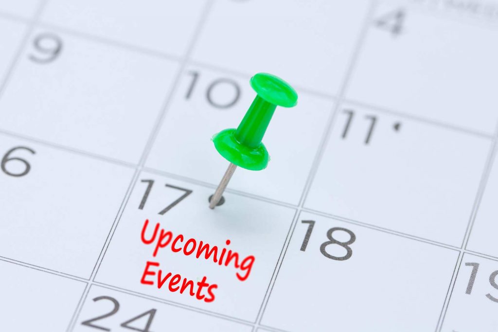 Upcoming events calendar