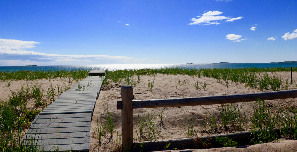 Wells Ferry Beach State Park rocky shore in Maine